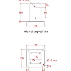 Plus Cubic Stolpefod  9x9 cm stolper  til fundament  m/skruer