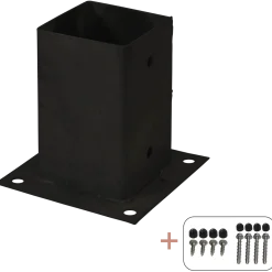Plus Cubic Stolpefod  9x9 cm stolper  til fundament  m/skruer sort