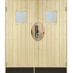 Plus dobbeltudhusdør panel med vindue inkl. karm/montagesæt HU 151,2x187,8 cm