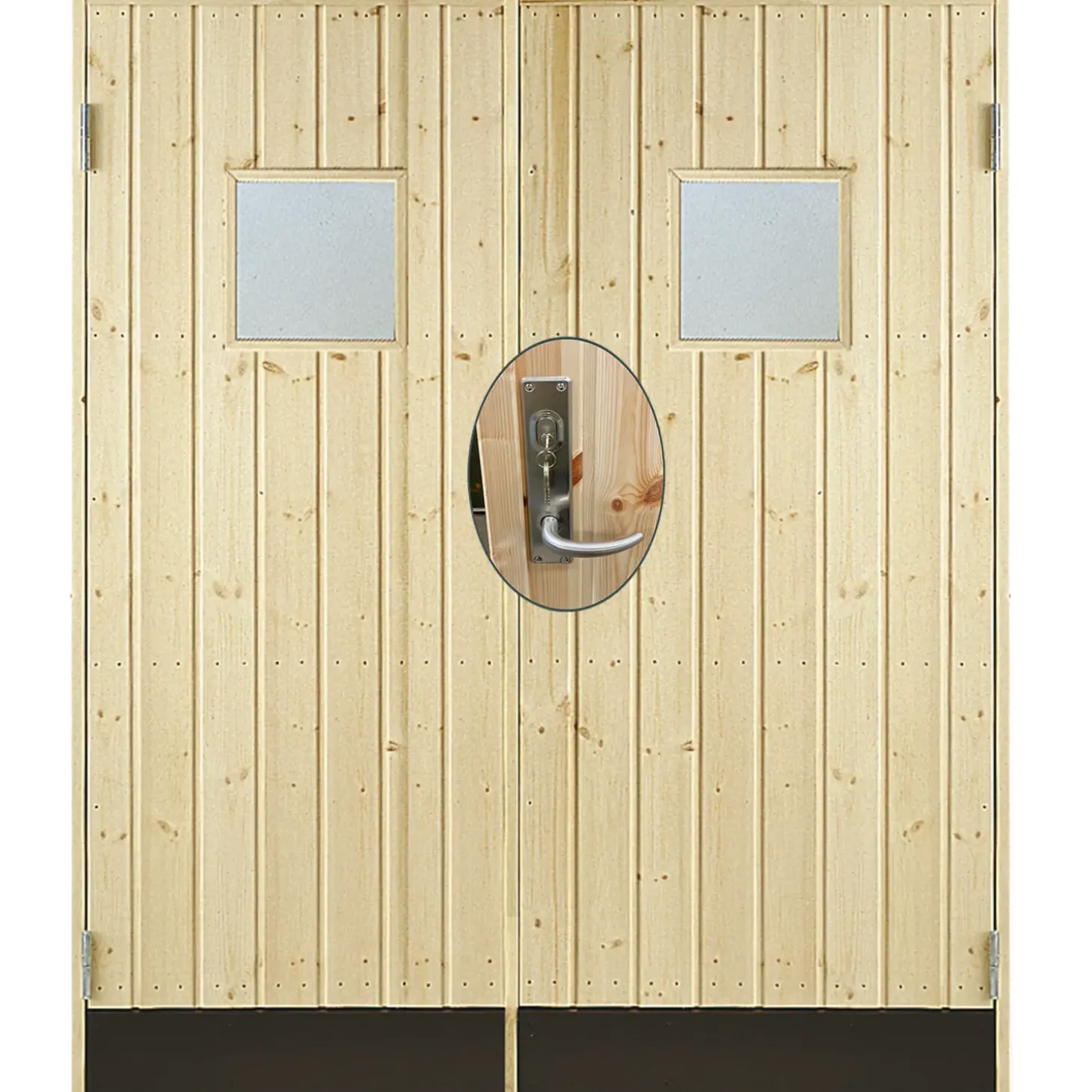 Plus dobbeltudhusdør panel med vindue inkl. karm/montagesæt HU 151,2x187,8 cm