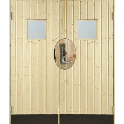 Plus dobbeltudhusdør panel med vindue inkl. karm/montagesæt HU 151,2x187,8 cm