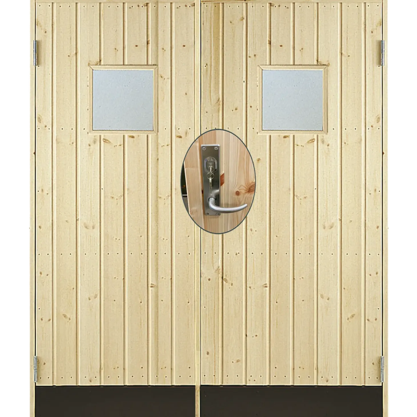 Plus dobbeltudhusdør panel med vindue inkl. karm/montagesæt HU 151,2x187,8 cm