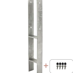 Plus H-stolpefod 60 cm 9x9 cm stolper til nedstøbning m/skruer