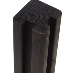 PLUS Krydsskåret Profilstolpe m/2 spor Hjørne 9×9×268 cm Sort