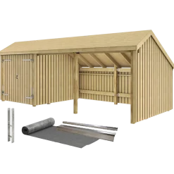 Plus Multi havehus 15,5 m² 3 moduler med dobbeltdør og åbent front