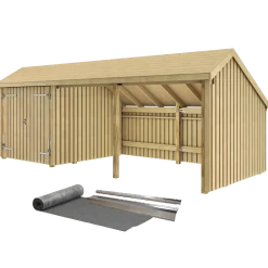 Plus Multi havehus 15,5 m² 3 moduler med dobbeltdør og åbent front