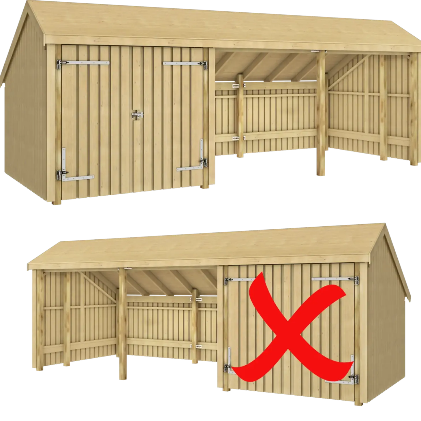 Plus Multi havehus 15,5 m² 3 moduler med dobbeltdør og åbent front