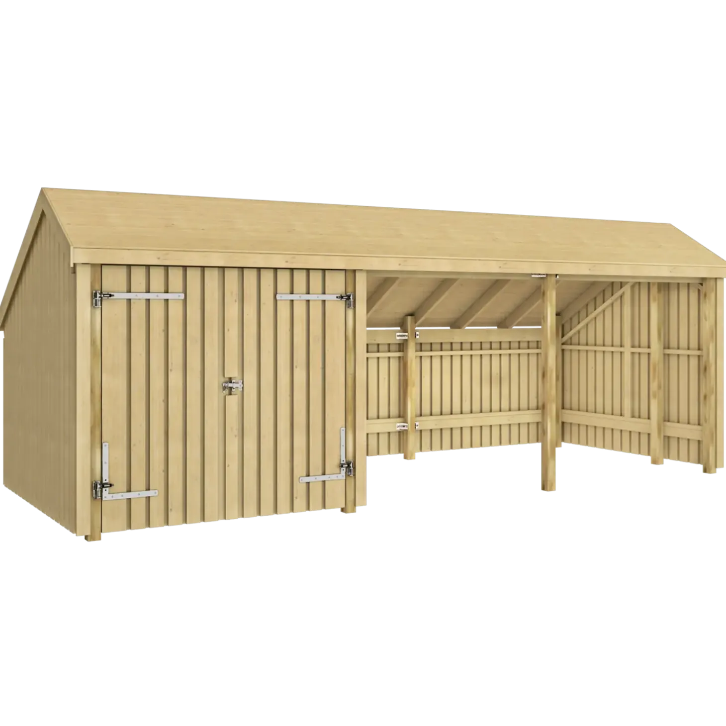 Plus Multi havehus 15,5 m² 3 moduler med dobbeltdør og åbent front