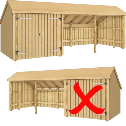 Plus Multi havehus 15,5 m² 3 moduler med dobbeltdør og åbent front