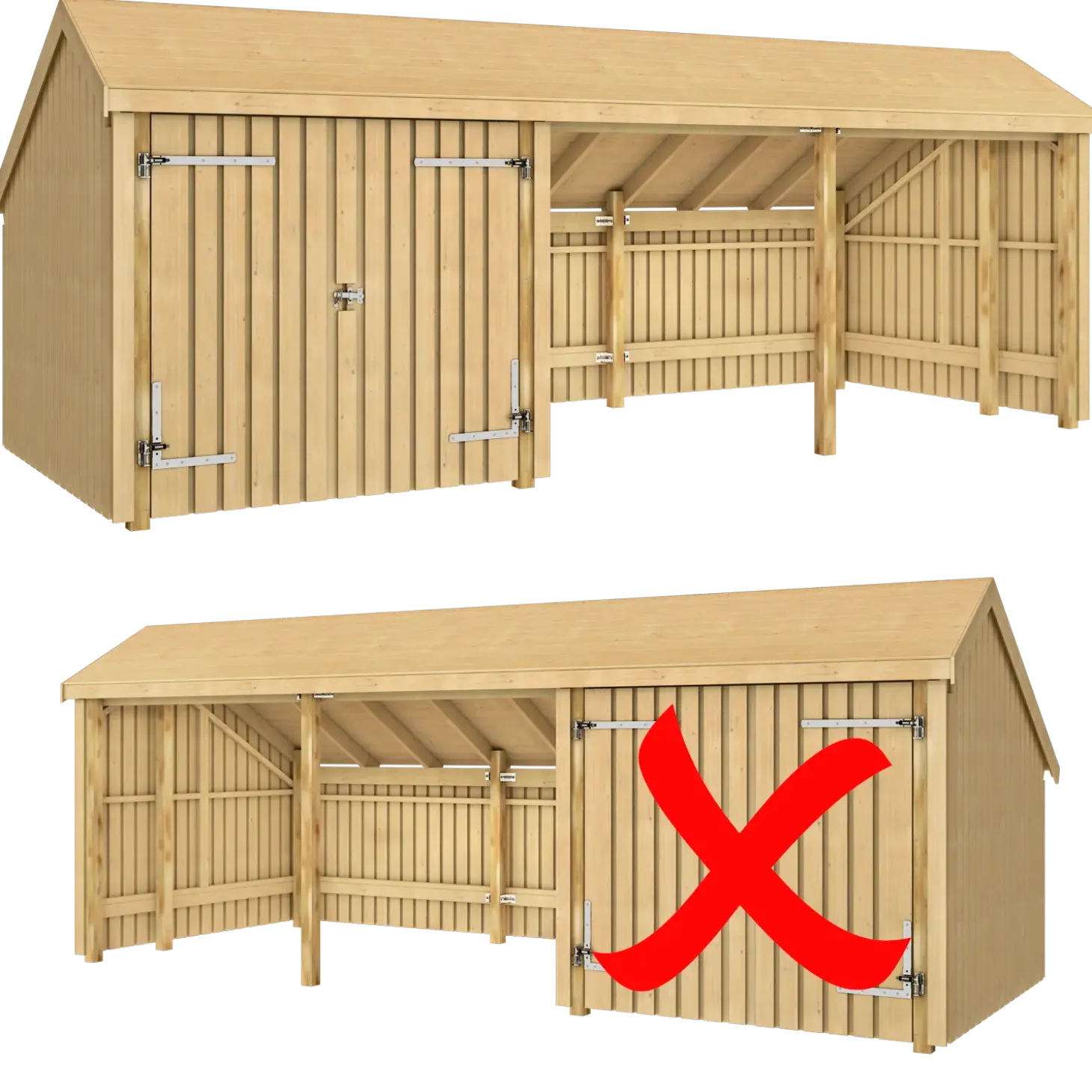 Plus Multi havehus 15,5 m² 3 moduler med dobbeltdør og åbent front