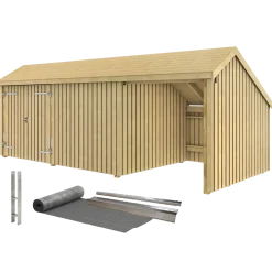 Plus Multi havehus 15,5 m² 3 moduler med dobbeltdør og lukket/åbent front