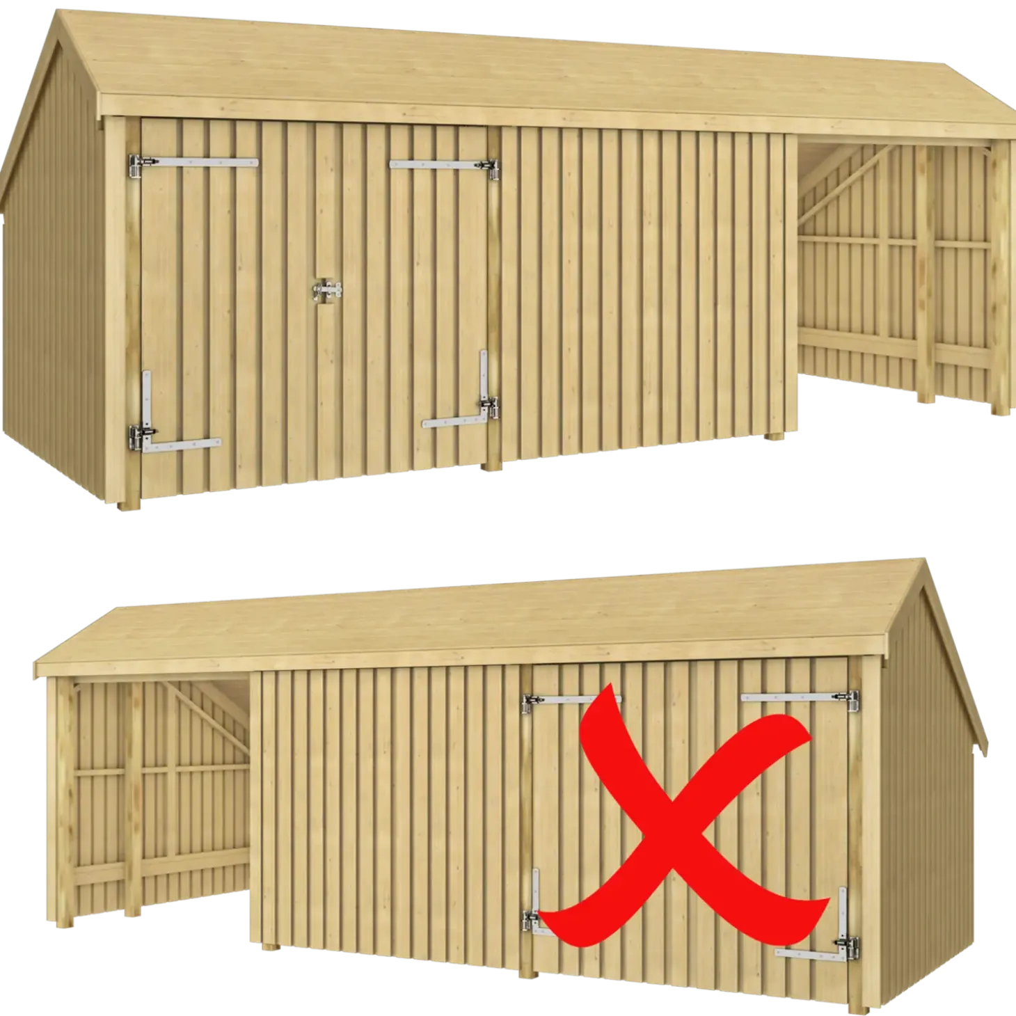 Plus Multi havehus 15,5 m² 3 moduler med dobbeltdør og lukket/åbent front