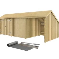 Plus Multi havehus 15,5 m² 3 moduler med dobbeltdør og lukket/åbent front