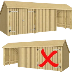 Plus Multi havehus 15,5 m² 3 moduler med dobbeltdør og lukket/åbent front
