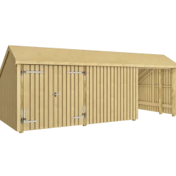 Plus Multi havehus 15,5 m² 3 moduler med dobbeltdør og lukket/åbent front