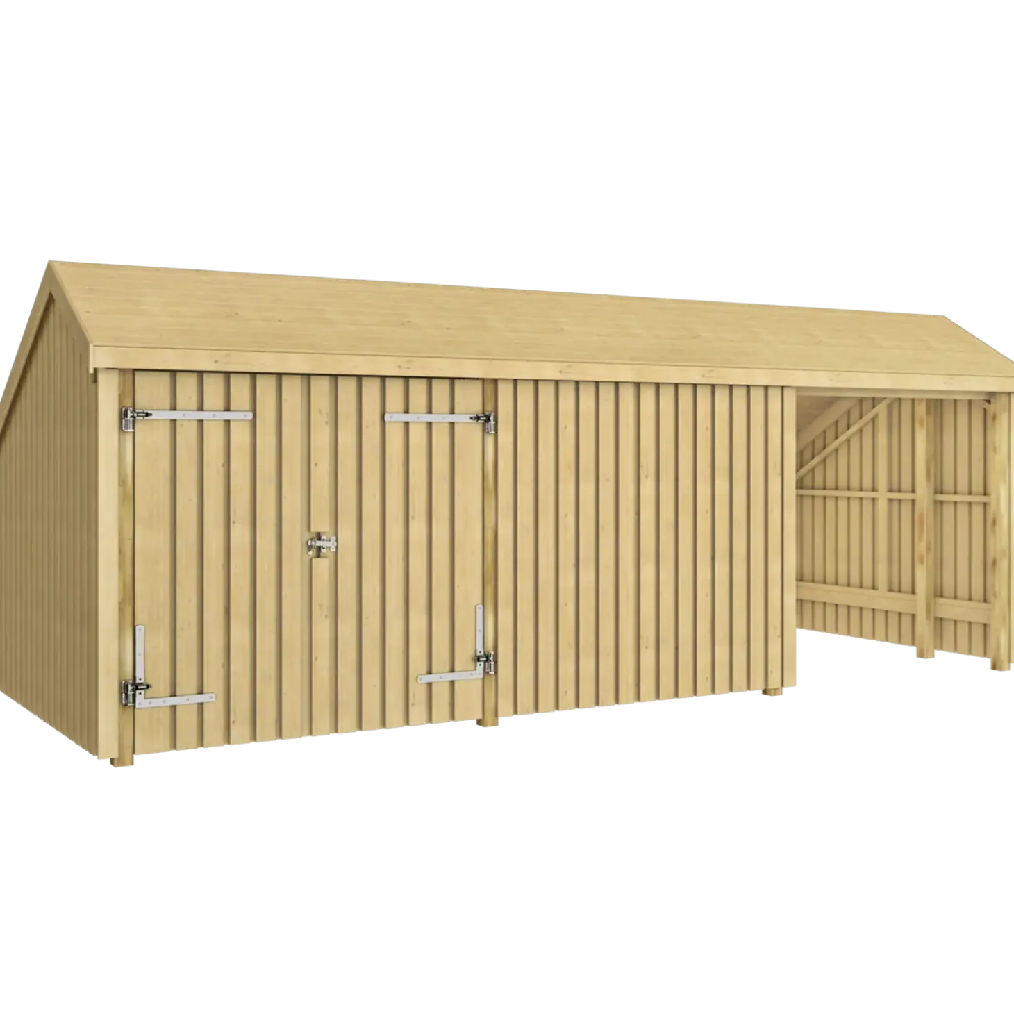 Plus Multi havehus 15,5 m² 3 moduler med dobbeltdør og lukket/åbent front