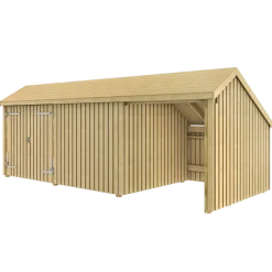 Plus Multi havehus 15,5 m² 3 moduler med dobbeltdør og lukket/åbent front