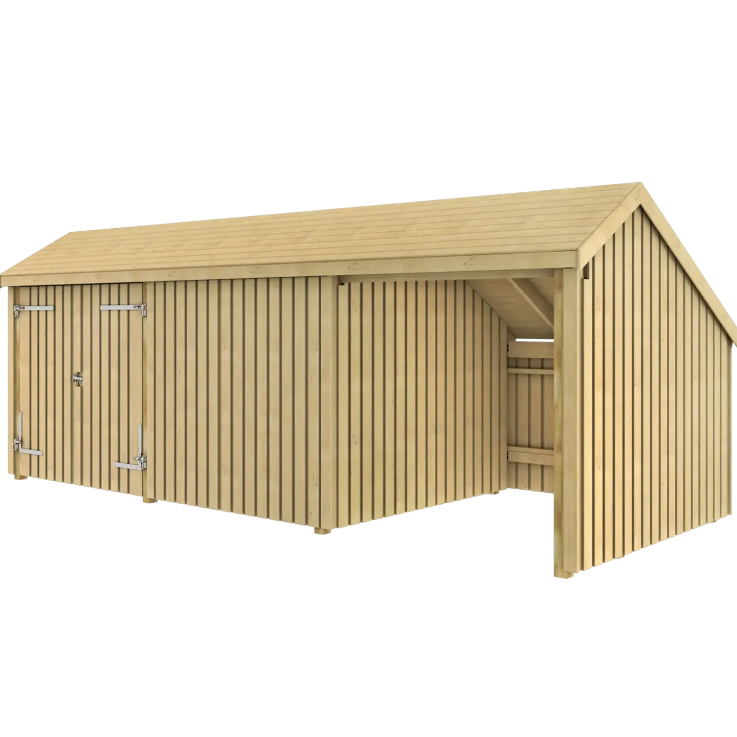 Plus Multi havehus 15,5 m² 3 moduler med dobbeltdør og lukket/åbent front
