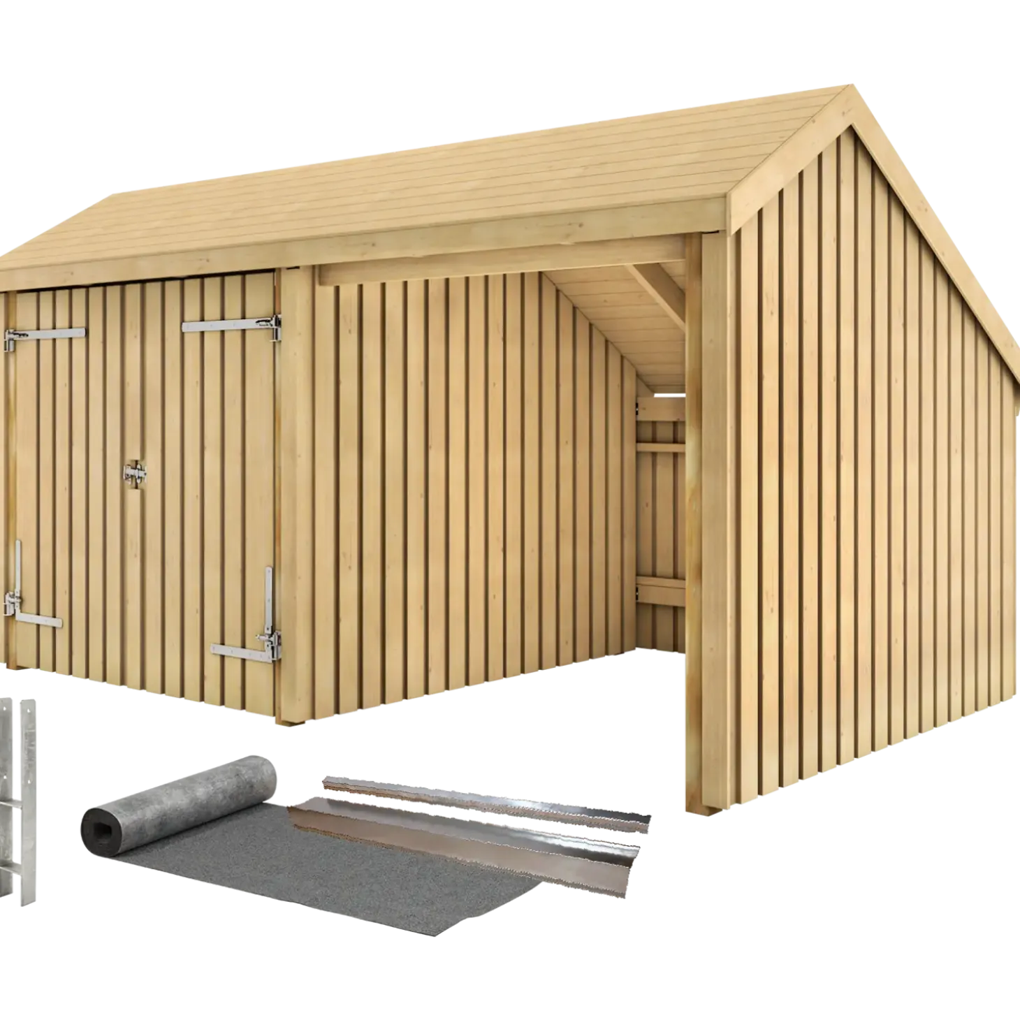 Plus Multi havehus 10,5 m² 2 moduler med dobbeltdør og åben front