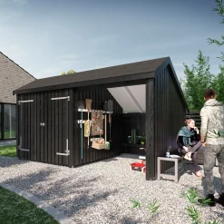 Plus Multi havehus 10,5 m² 2 moduler med dobbeltdør og åben front