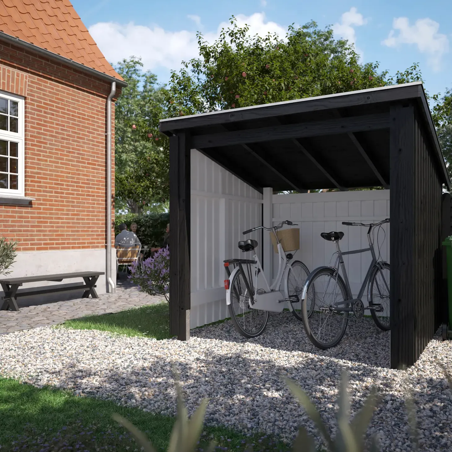 Plus Nordic cykelskur 5 m² modul 1 med åben front