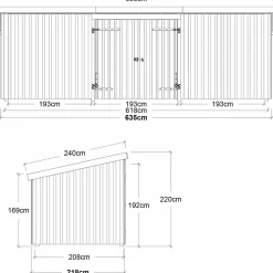 Plus Nordic Multi Havehus 14 m²  3 moduler m/dobbeltdør og lukket front  inkl. tagpap/alulister