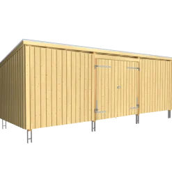 Plus Nordic Multi Havehus 14 m²  3 moduler m/dobbeltdør og lukket front  tagpap/alulister/stolpefødder