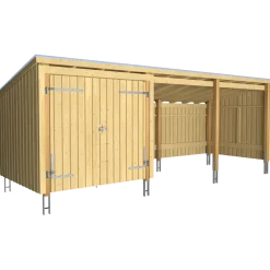 Plus Nordic Multi havehus 14 m² 3 moduler med dobbeltdør og åben front