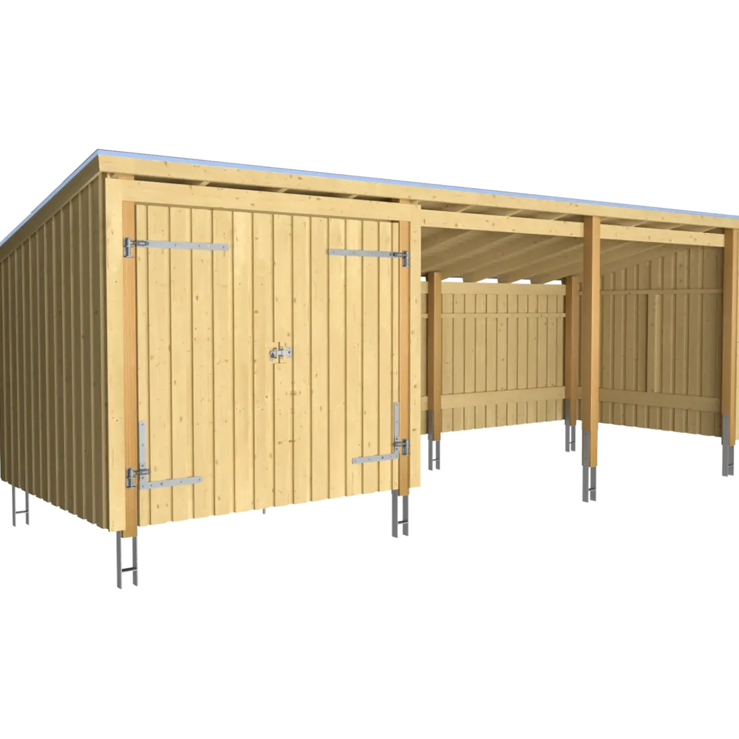 Plus Nordic Multi havehus 14 m² 3 moduler med dobbeltdør og åben front