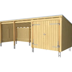 Plus Nordic Multi havehus 14 m² 3 moduler med dobbeltdør og åben front