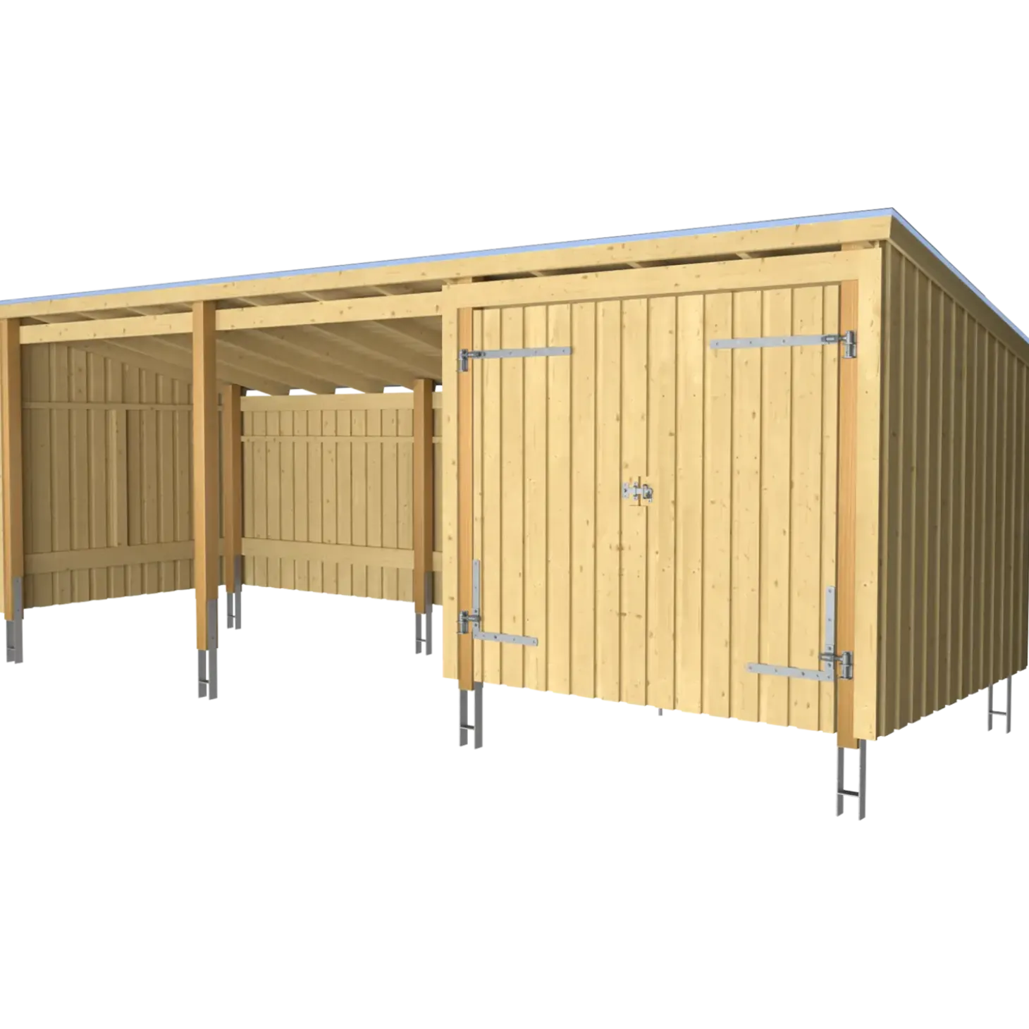 Plus Nordic Multi havehus 14 m² 3 moduler med dobbeltdør og åben front