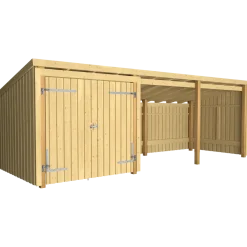 Plus Nordic Multi havehus 14 m² 3 moduler med dobbeltdør og åben front