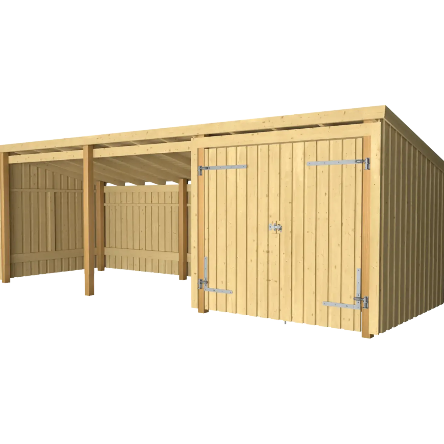 Plus Nordic Multi havehus 14 m² 3 moduler med dobbeltdør og åben front