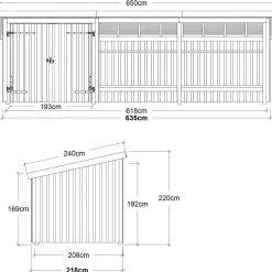 Plus Nordic Multi havehus 14 m² 3 moduler med dobbeltdør og åben front