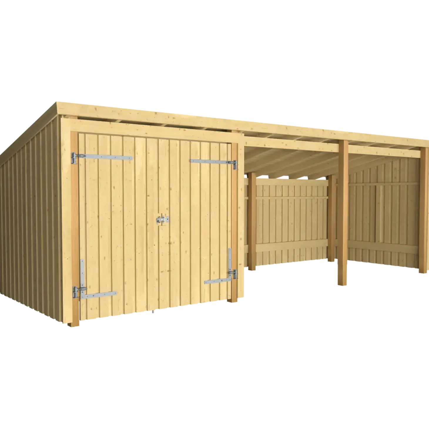 Plus Nordic Multi havehus 14 m² 3 moduler med dobbeltdør og åben front
