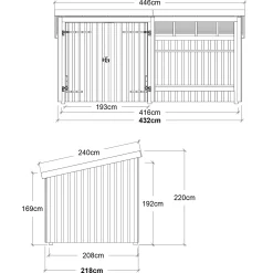 Plus Nordic Multi havehus 9,5 m² 2 moduler med dobbeltdør og åben front