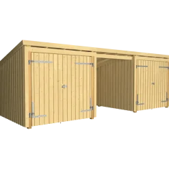 Plus Nordic Multi havehus 14 m² 3 moduler med 2 dobbeltdøre og åben front