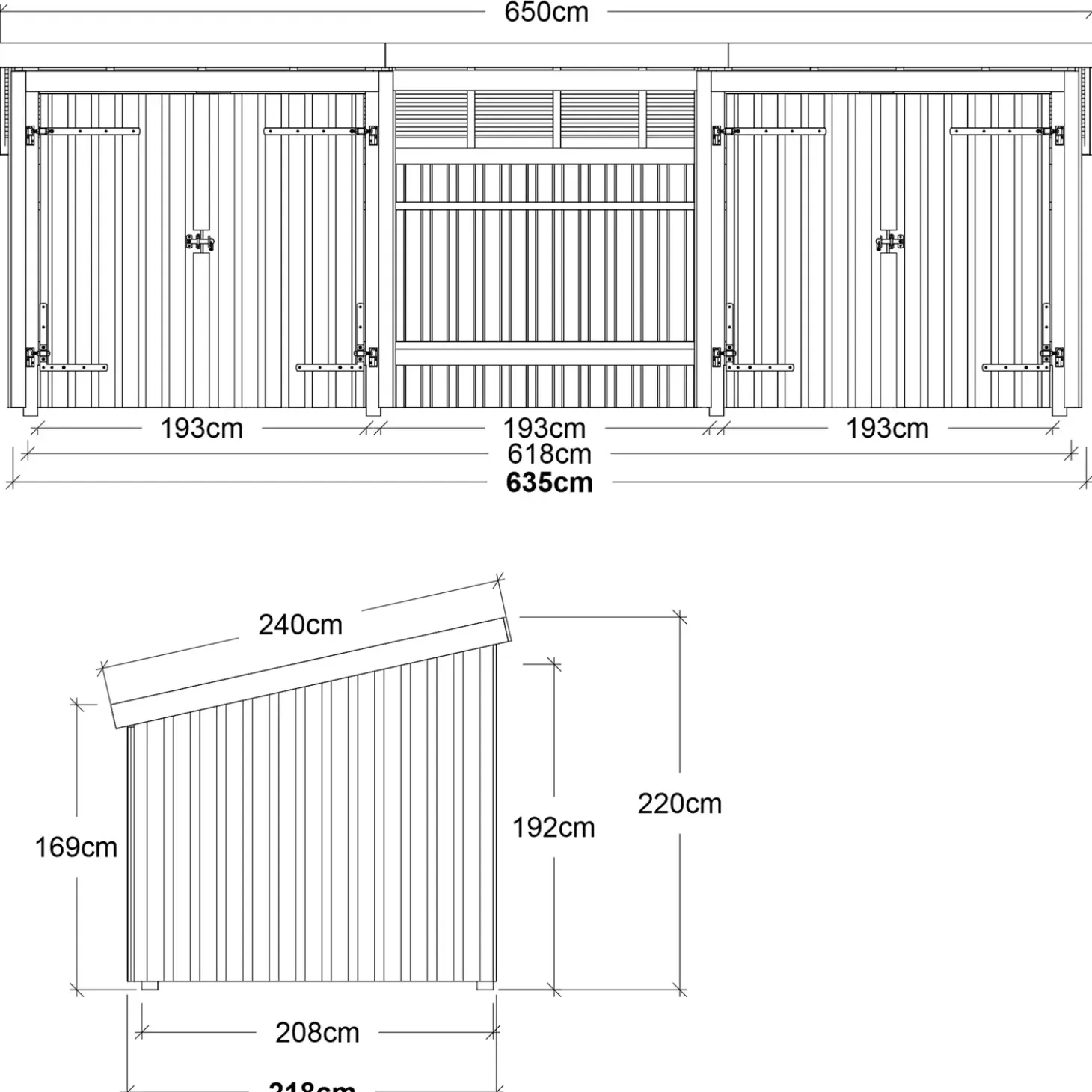 Plus Nordic Multi havehus 14 m² 3 moduler med 2 dobbeltdøre og åben front