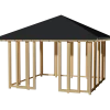 Plus Pavillon 4 med 4 lukket sider, dobbelt skydedør og sort tagdug trykimprægneret