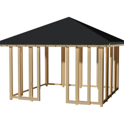 Plus Pavillon 4 med 4 lukket sider, dobbelt skydedør og sort tagdug trykimprægneret