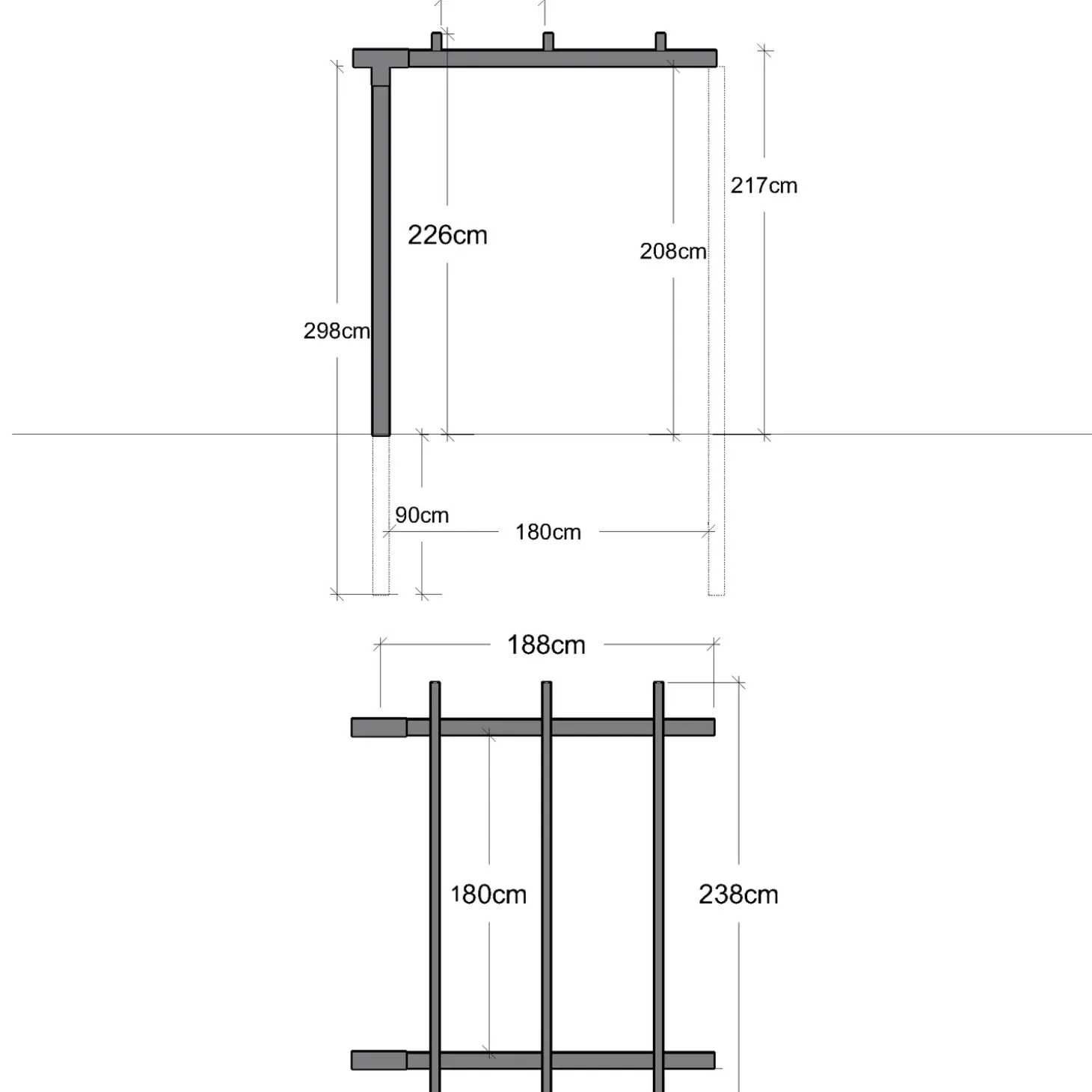 Plus pergola dobbelt forlængermodul sort