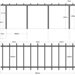 Plus pergola dobbelt 3 moduler sort