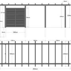 Plus Pergola dobbelt 3 moduler m/Tokyo hegn sort