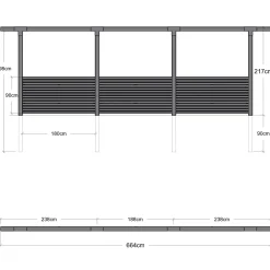 Plus Pergola enkelt 3 moduler m/Tokyo hegn sort
