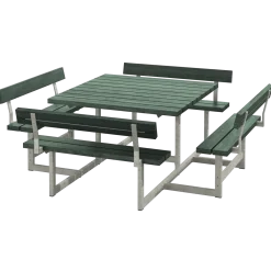 Plus Picnic bord/bænkesæt med 4 ryglæn 224 cm trykimp