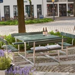 Plus Picnic bord/bænkesæt med 4 ryglæn 224 cm trykimp