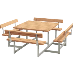Plus Picnic bord/bænkesæt med 4 ryglæn 224 cm trykimp