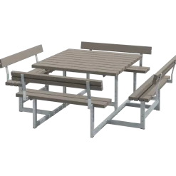 Plus Picnic bord/bænkesæt med 4 ryglæn 224 cm trykimp