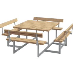 Plus Picnic Bord/Bænkesæt m/4 ryglæn 224 cm ThermoWood®