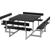 PLUS Picnic Bord/Bænkesæt m/4 ryglæn 224 cm RePlast Sort